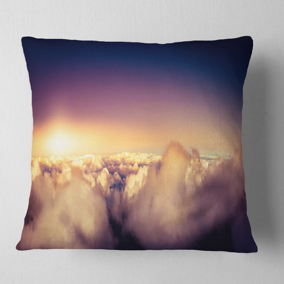 Designart Blue Sky over Clouds Panorama - Landscape Printed Throw Pillow - 16x16