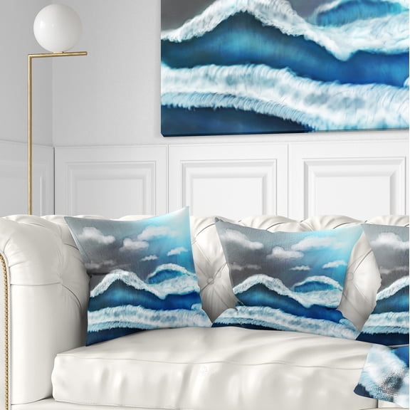 Designart Blue Sky with Clouds - Landscape Printed Throw Pillow - 16x16