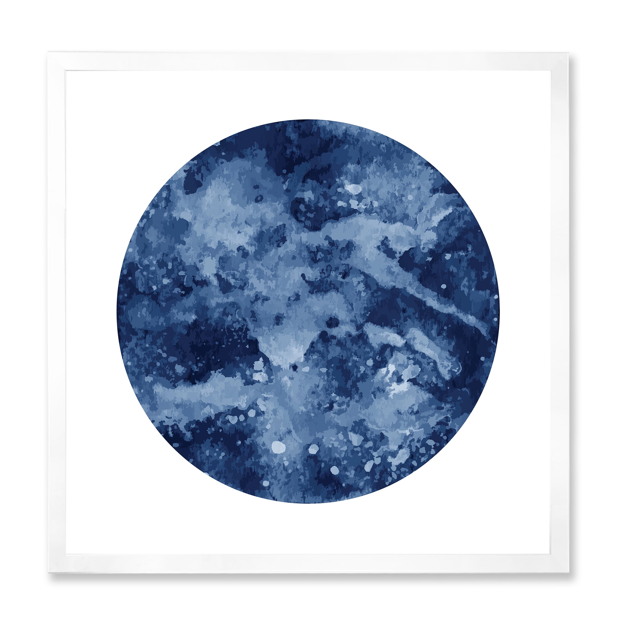 Designart 'Blue Space Galaxy Circle' Modern Framed Art Print