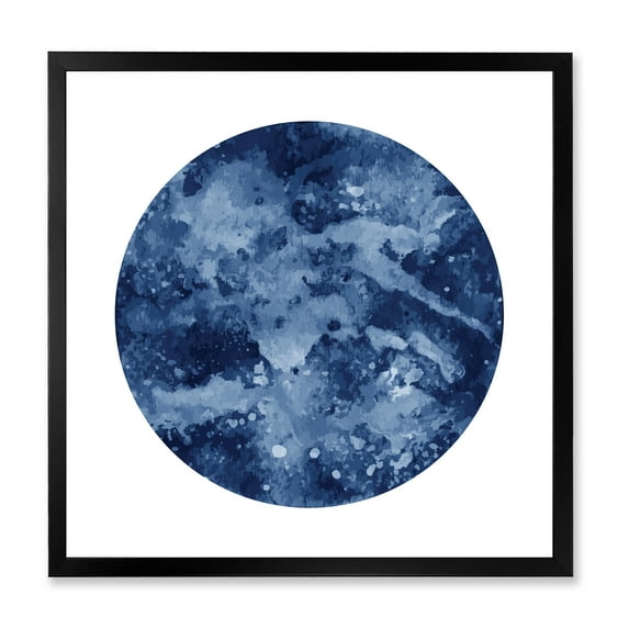 Designart 'Blue Space Galaxy Circle' Modern Framed Art Print