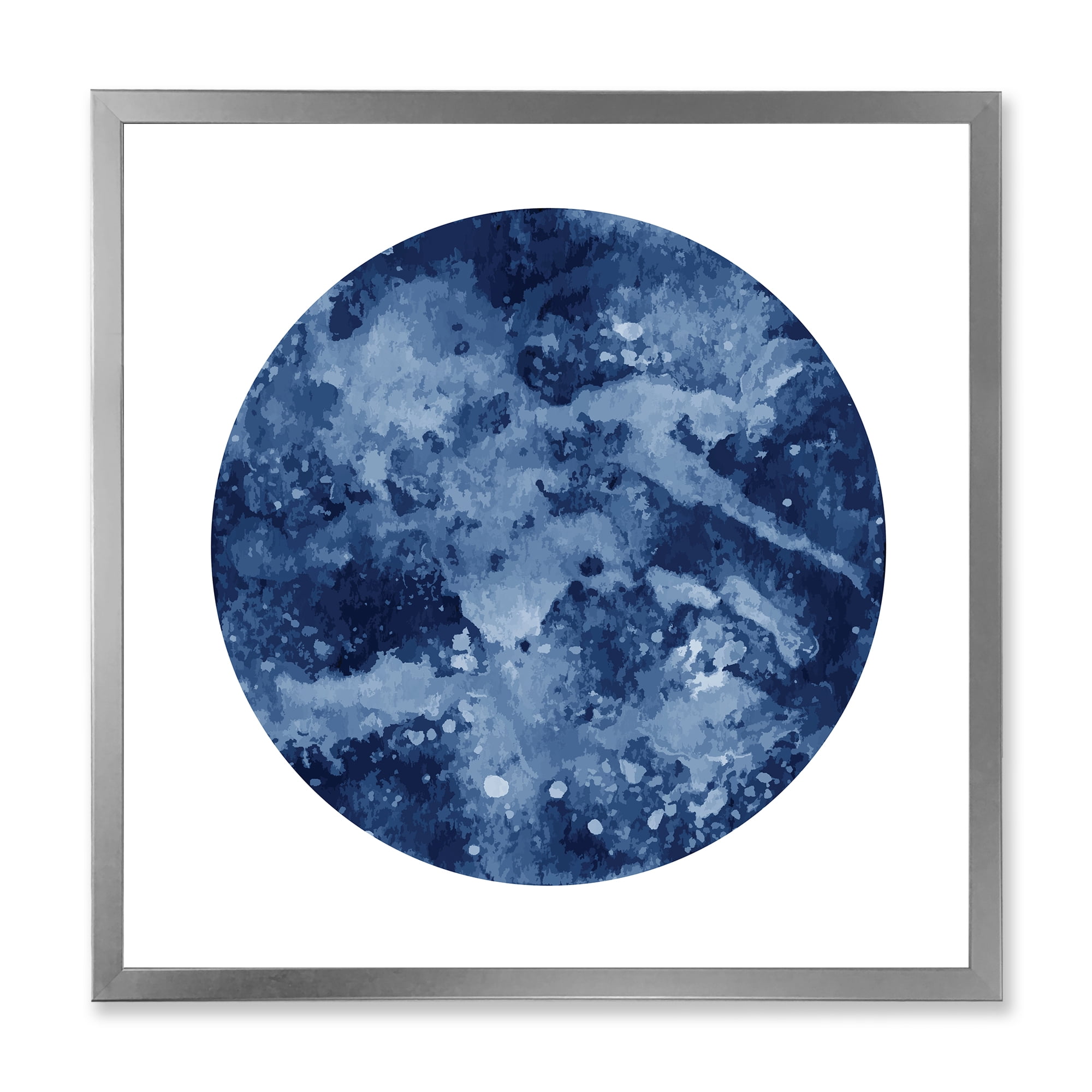 Designart 'Blue Space Galaxy Circle' Modern Framed Art Print