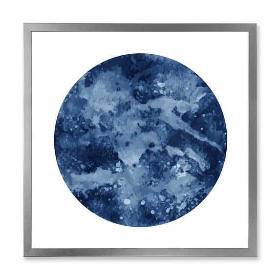Designart 'Blue Space Galaxy Circle' Modern Framed Art Print