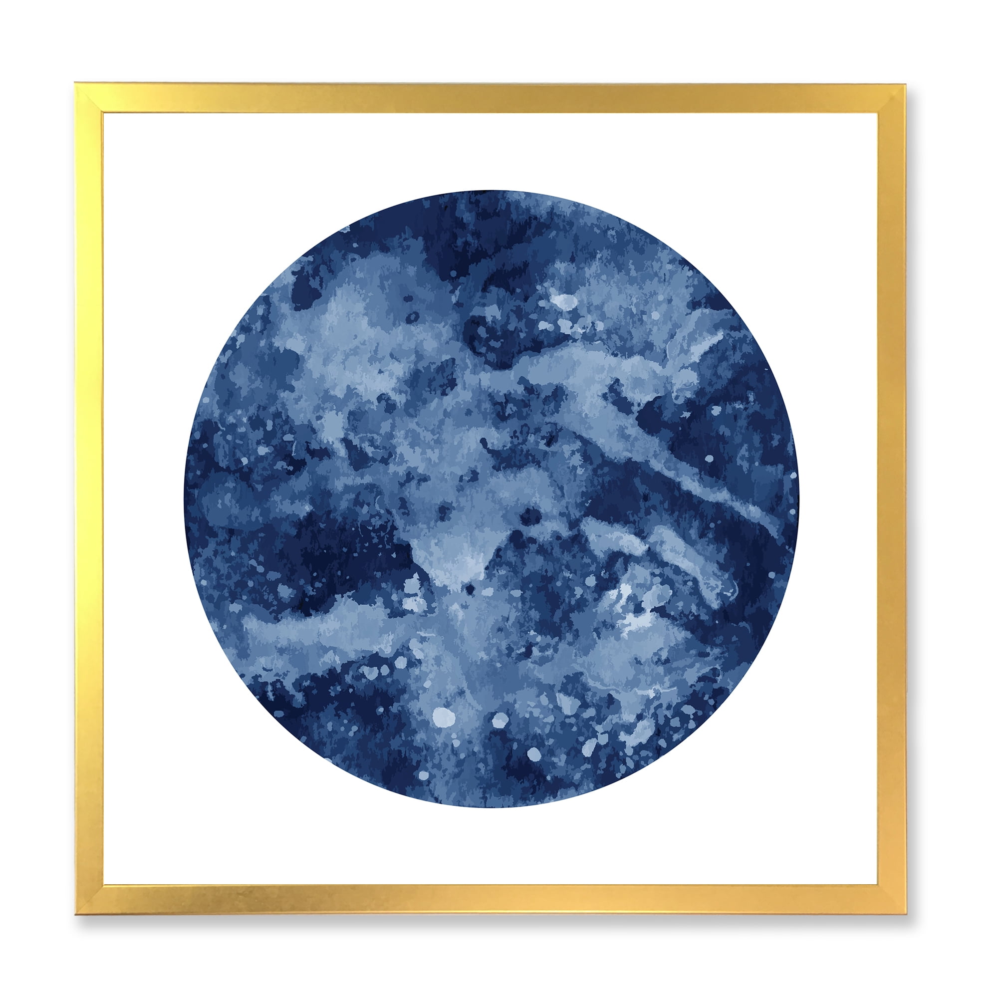 Designart 'Blue Space Galaxy Circle' Modern Framed Art Print