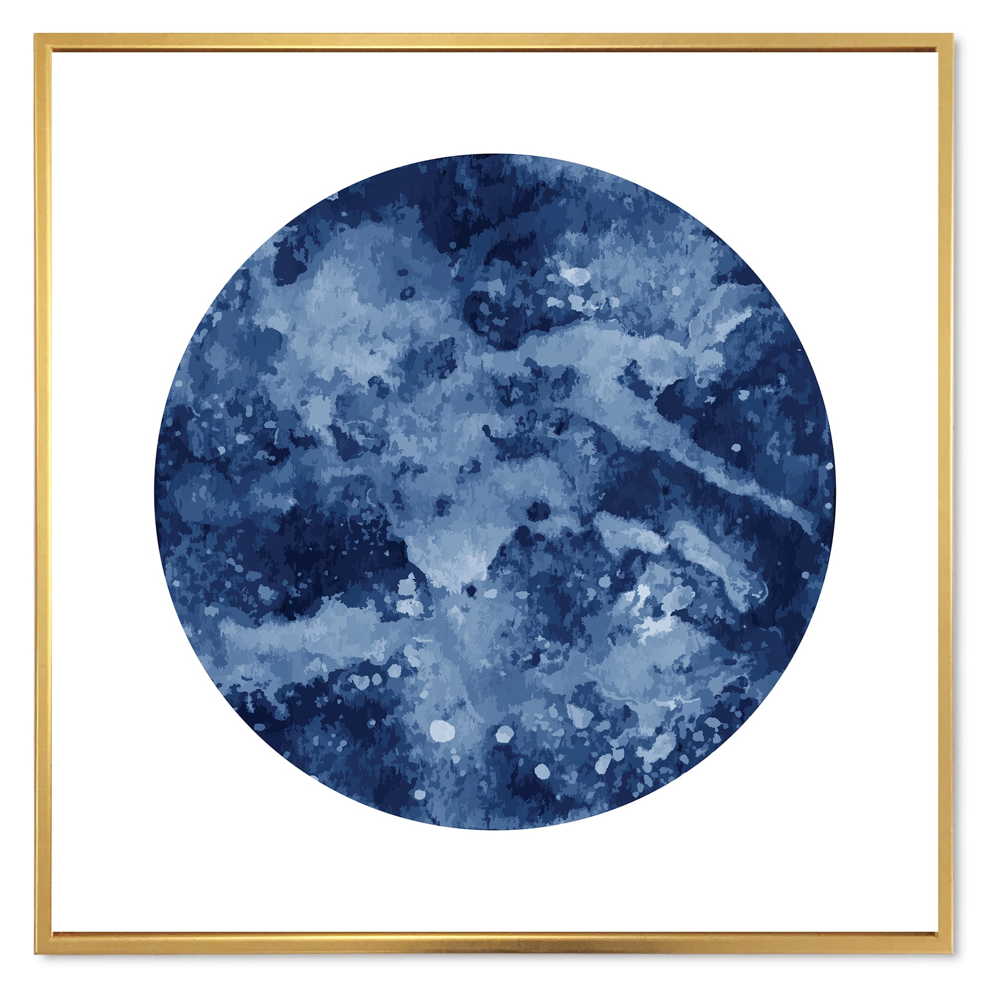 Designart 'Blue Space Galaxy Circle' Modern Framed Canvas Wall Art Print