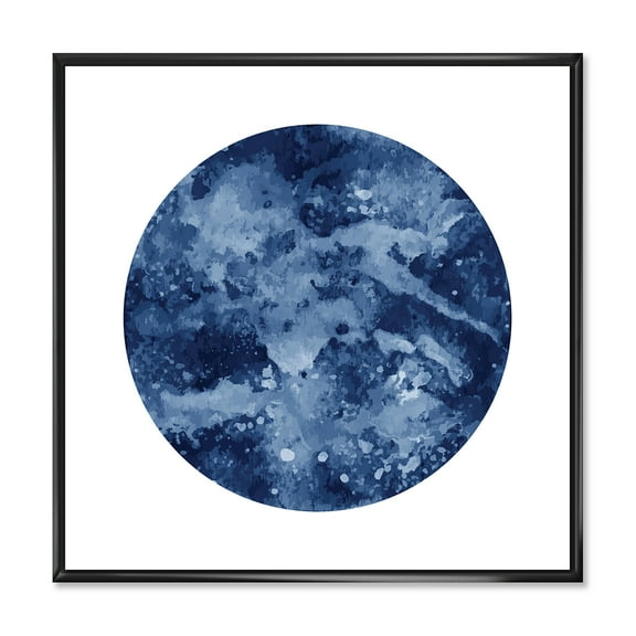 Designart 'Blue Space Galaxy Circle' Modern Framed Canvas Wall Art Print