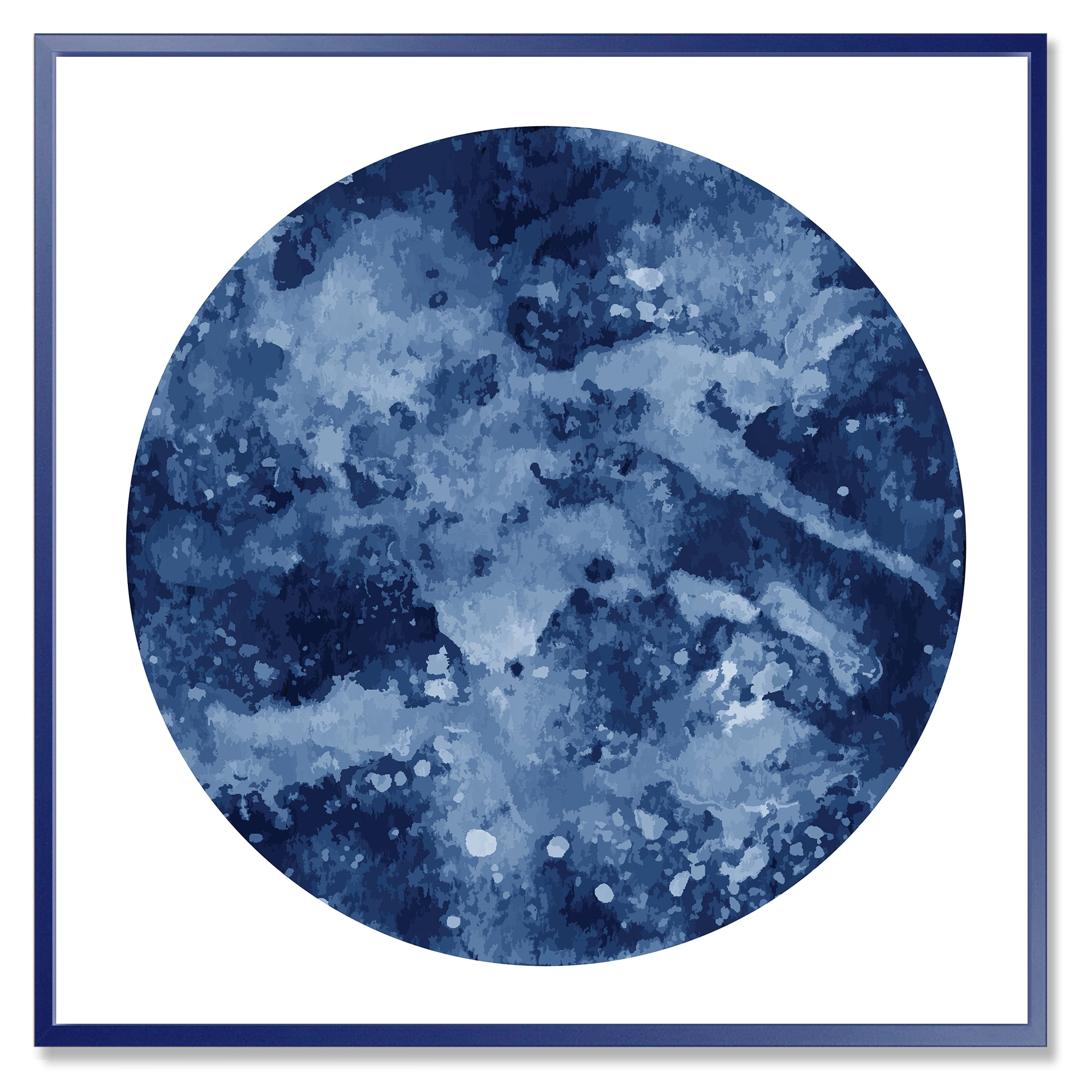 Designart 'Blue Space Galaxy Circle' Modern Framed Canvas Wall Art Print