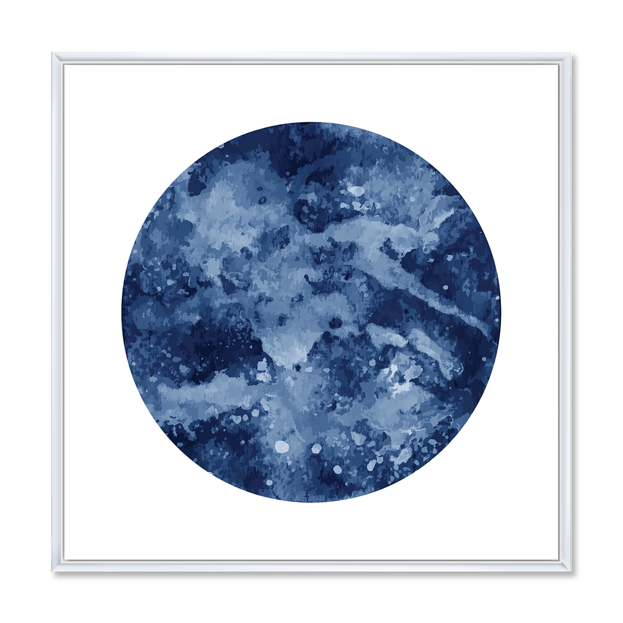 Designart 'Blue Space Galaxy Circle' Modern Framed Canvas Wall Art Print