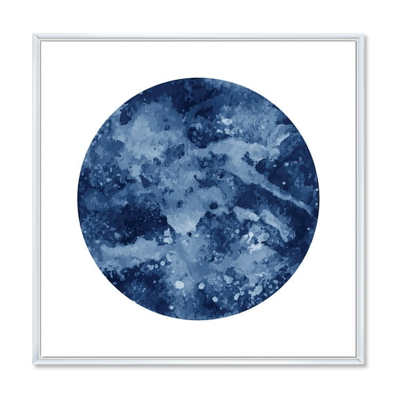 Designart 'Blue Space Galaxy Circle' Modern Framed Canvas Wall Art Print