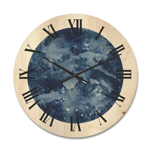 Designart 'Blue Space Galaxy Circle' Modern Wood Wall Clock
