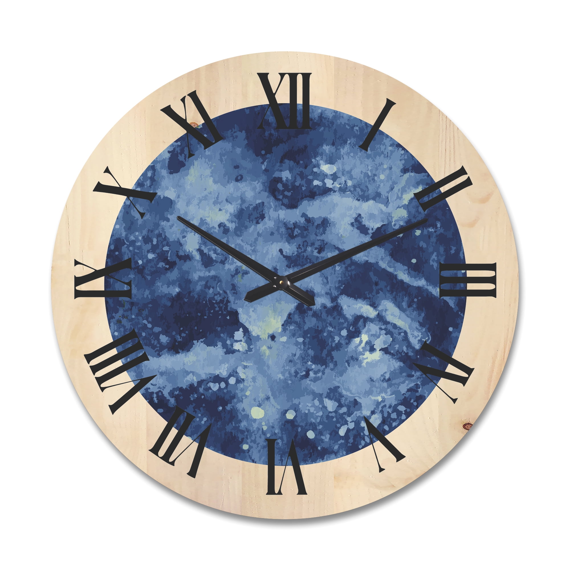 Designart 'Blue Space Galaxy Circle' Modern Wood Wall Clock