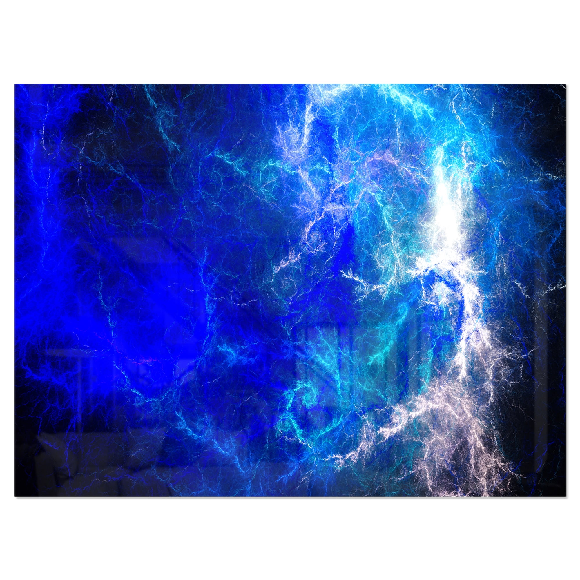 Designart 'Blue Sparkling Lightning' Metal Wall Art