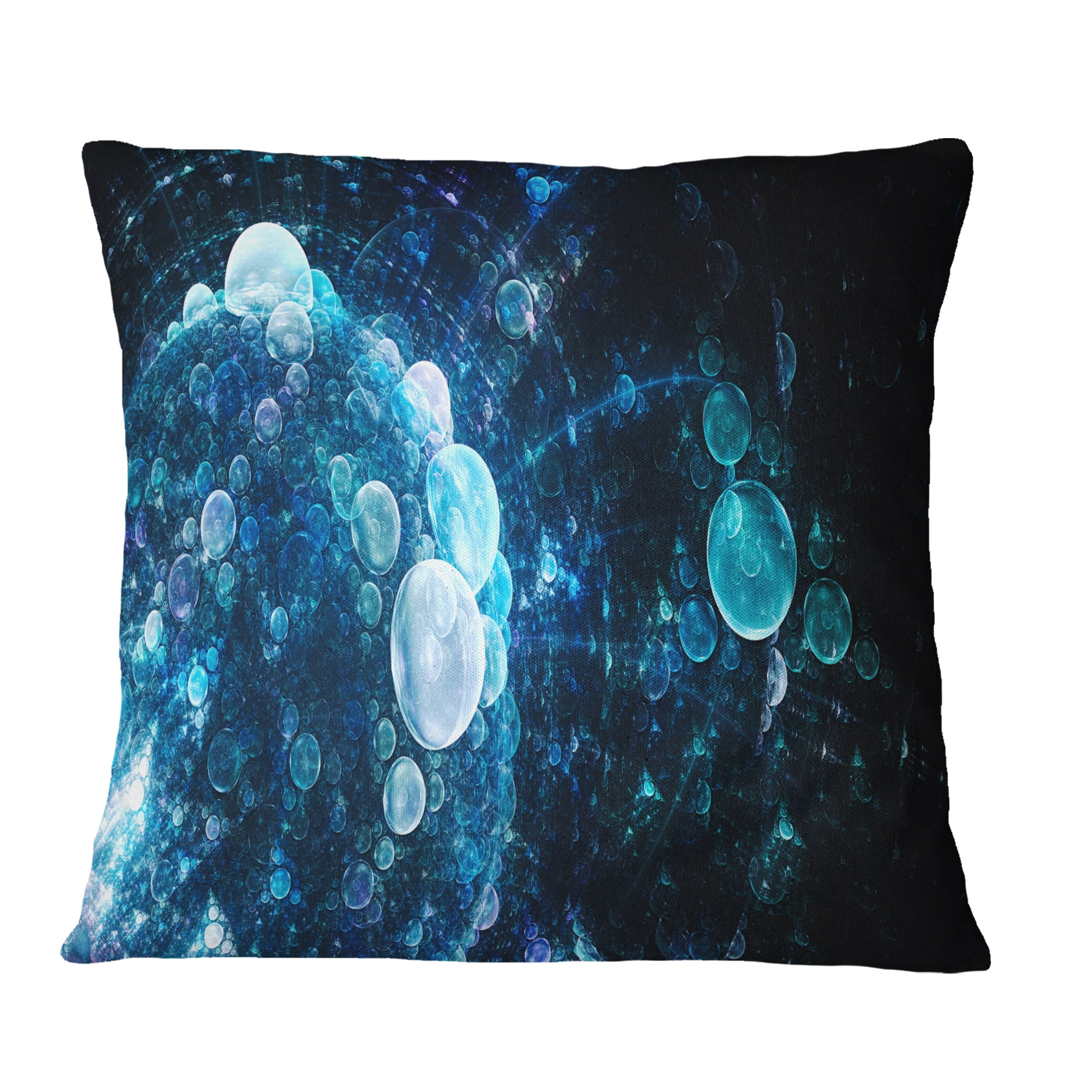 Designart Blue Spherical Water Drops - Floral Throw Pillow - 16x16