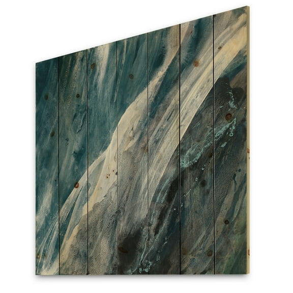 Designart 'Blue Splash Indigo' Modern & Contemporary Print on Natural Pine Wood