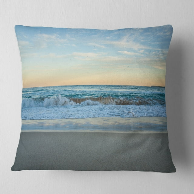 Designart Blue Splashing Scene Beach - Seashore Throw Pillow - 16x16