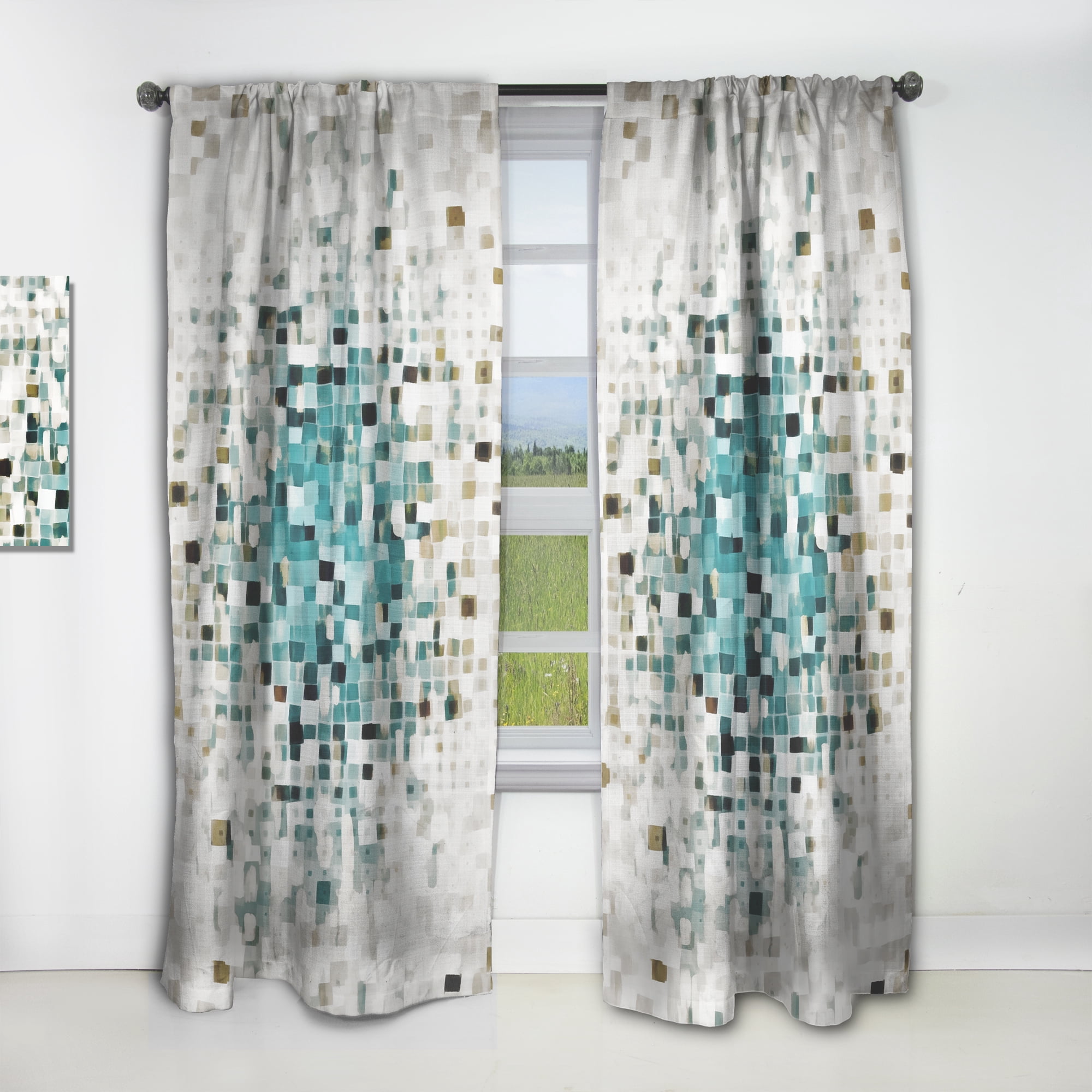 Designart 'Blue Spots Geometric II' Modern Curtain Panel