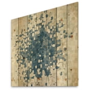Designart Blue Spots Geometric Modern & Contemporary Print on Natural Pine Wood