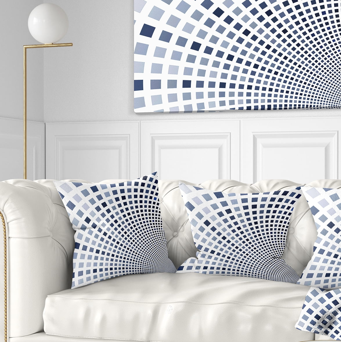 Designart Blue Square Pixel Mosaic Illustration - Abstract Throw Pillow - 16x16