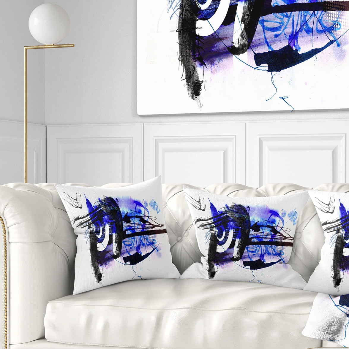 Designart Blue Stain Abstract - Abstract Throw Pillow - 18x18