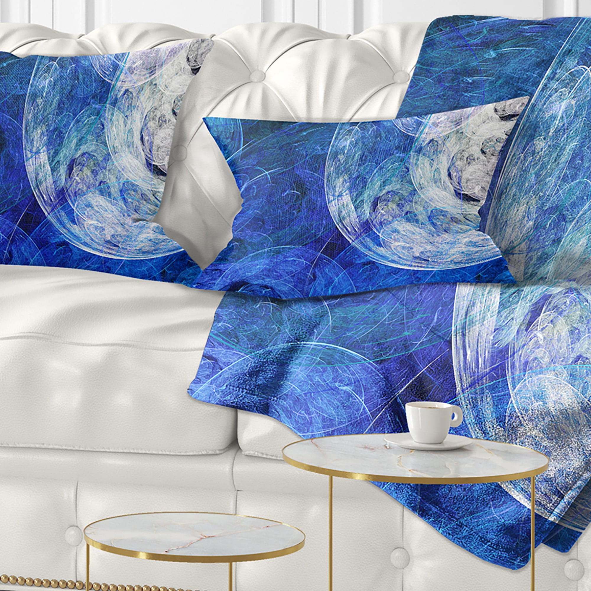 Designart Blue Swirling Clouds - Abstract Throw Pillow - 12x20