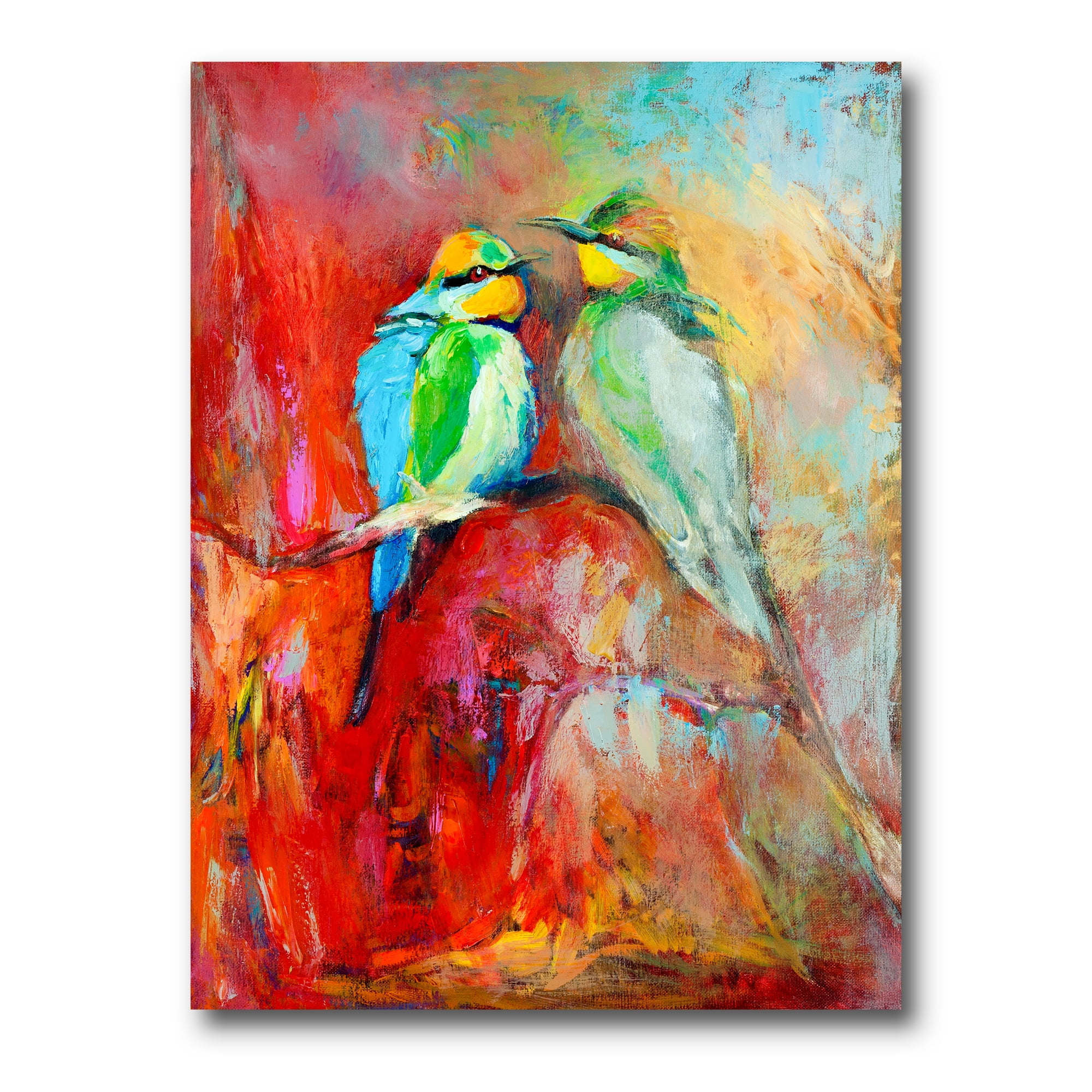 Designart ' Blue Tailed Bee Eaters Sitting On A Branch ' Nautical & Coastal Canvas Wall Art Print