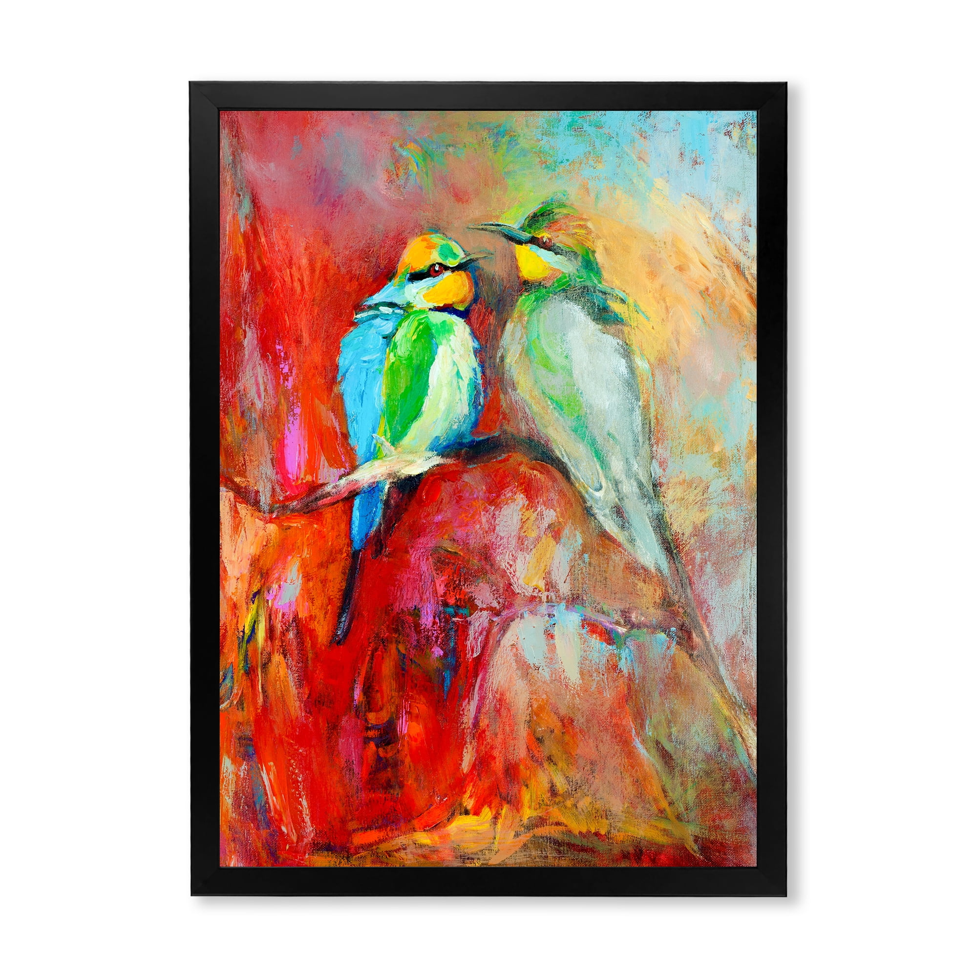 Designart 'Blue Tailed Bee Eaters Sitting On A Branch' Nautical & Coastal Framed Art Print