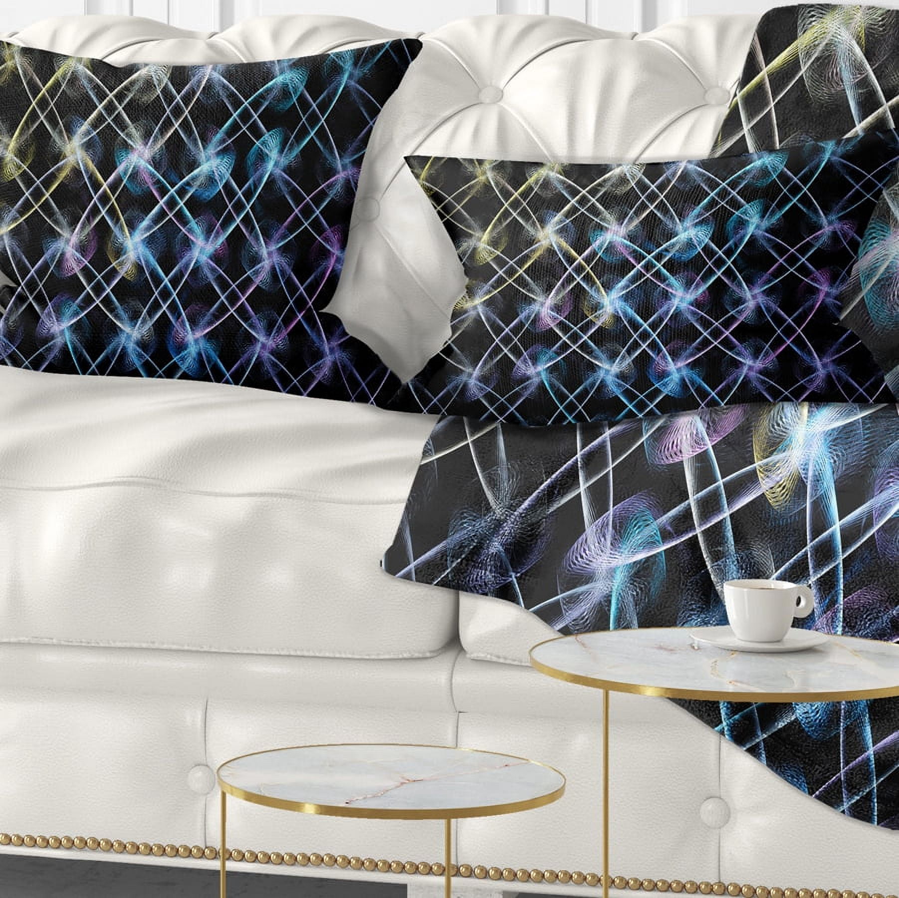 Designart Blue Unusual Fractal Metal Grill - Abstract Throw Pillow - 12x20