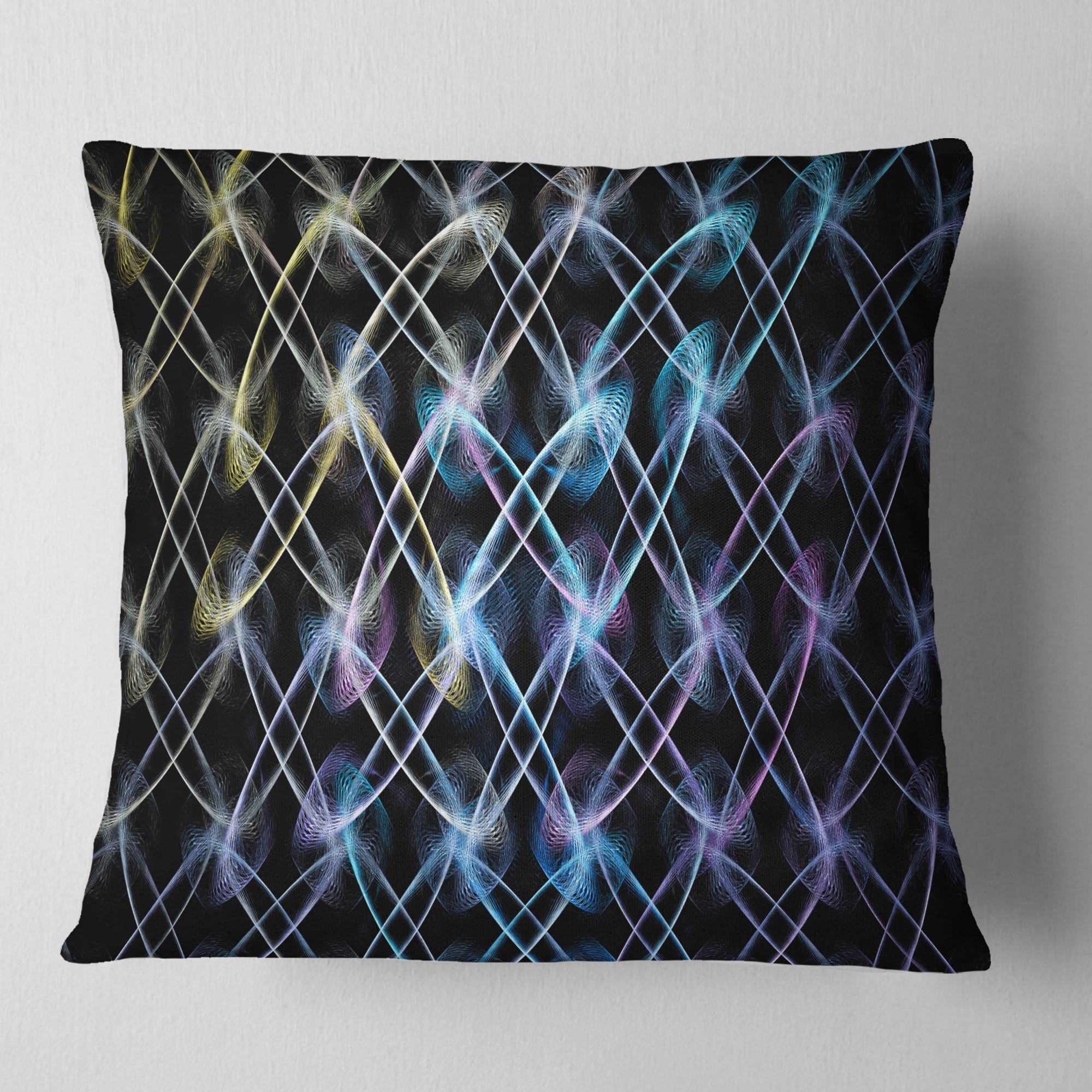 Designart Blue Unusual Fractal Metal Grill - Abstract Throw Pillow - 16x16