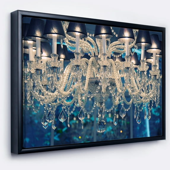 Designart ' Blue Vintage Crystal Chandelier ' Flower Artwork on Framed Canvas