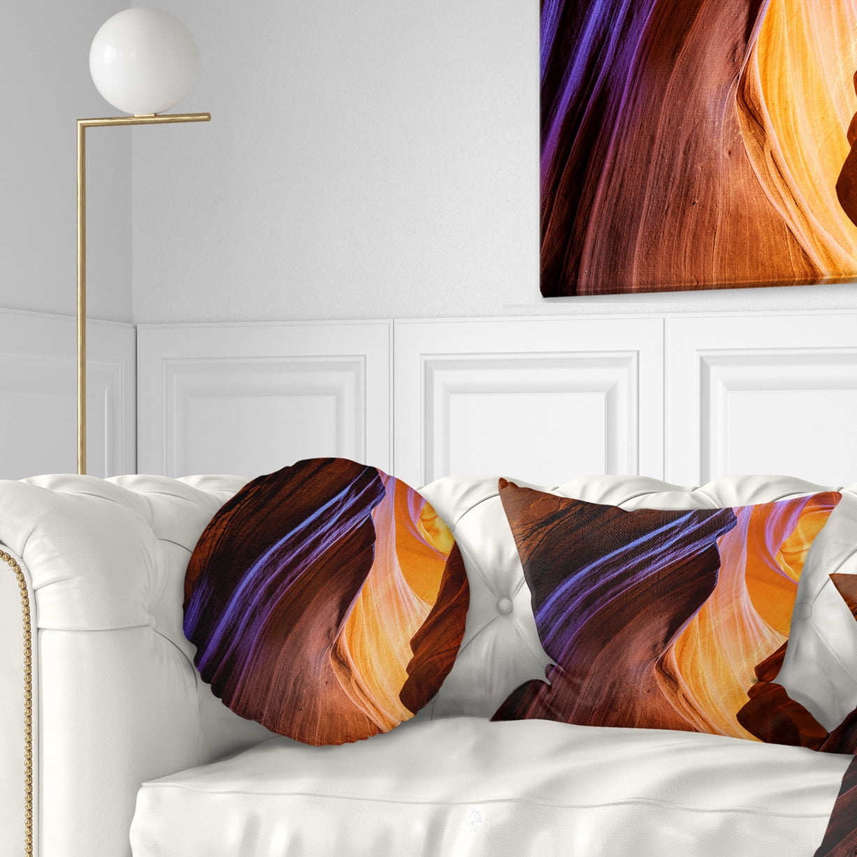 Designart Blue Wall of Antelope Canyon - Landscape Photography Throw Pillow - 12x20
