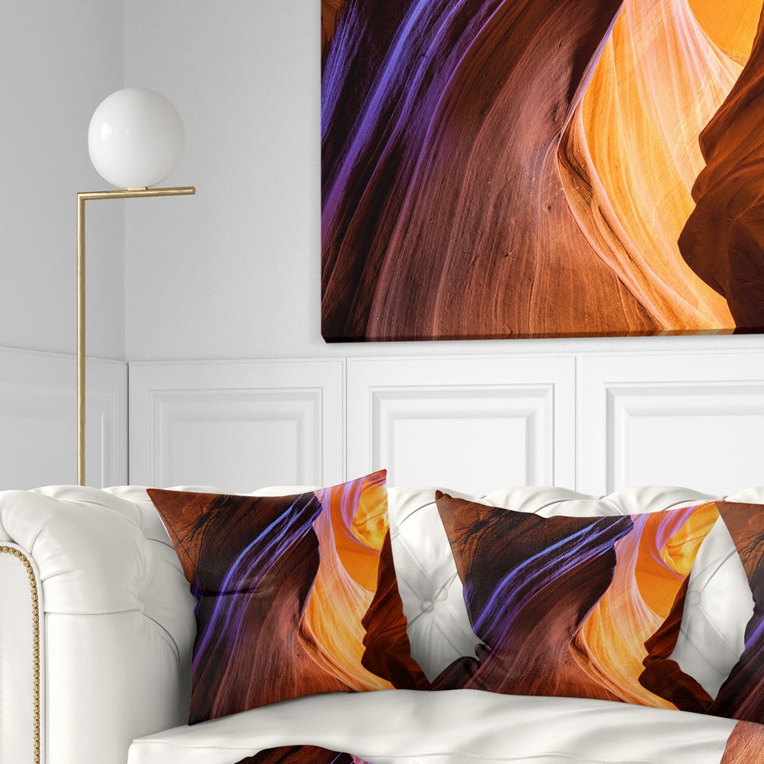 Designart Blue Wall of Antelope Canyon - Landscape Photography Throw Pillow - 16x16