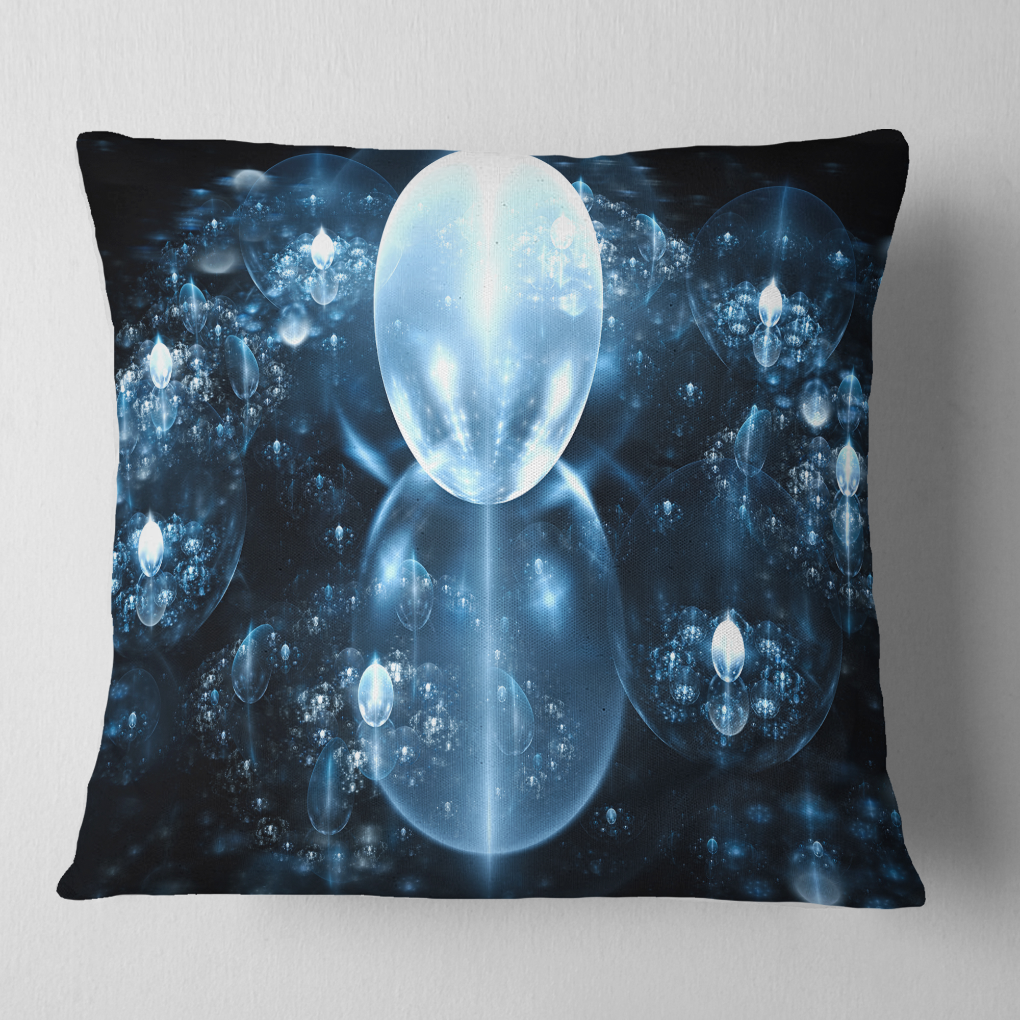 Designart Blue Water Drops on Mirror - Abstract Throw Pillow - 18x18