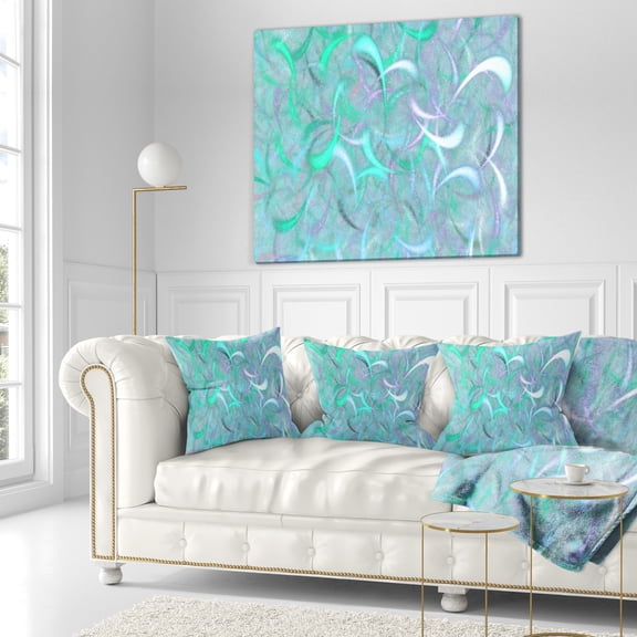 Designart Blue Watercolor Fractal Pattern - Abstract Throw Pillow - 18x18