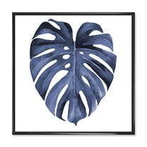 Designart 'Blue Watercolour Tropical Leaves III' Traditional Framed Canvas Wall Art Print
