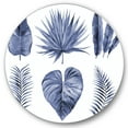 thumbnail image 1 of Designart 'Blue Watercolour Tropical Leaves IV' Traditional Circle Metal Wall Art 29x29 - Disc of 29, 1 of 5