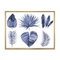 thumbnail image 1 of Designart 'Blue Watercolour Tropical Leaves IV' Traditional Framed Canvas Wall Art Print, 1 of 5