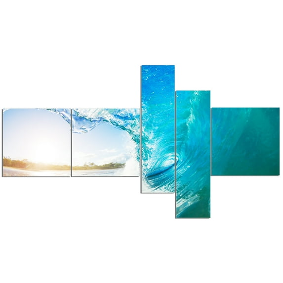 Designart 'Blue Waves Arch ' Seascape Photography Canvas Art Print