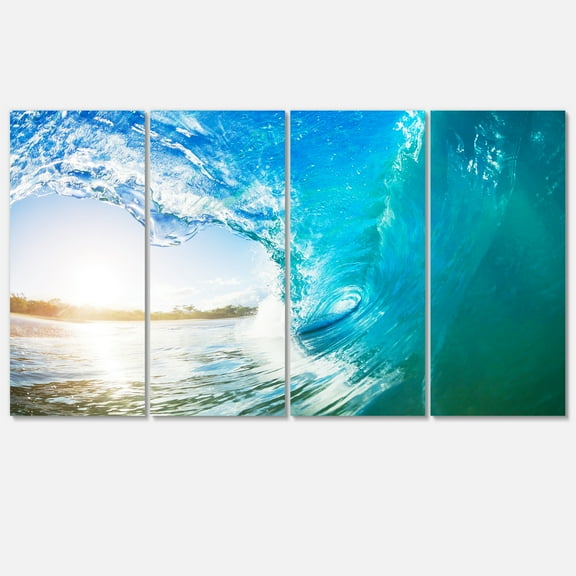 Designart 'Blue Waves Arch ' Seascape Photography Canvas Art Print