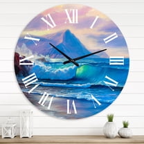 Designart 'Blue Waves Breaking At The Beach I' Nautical & Coastal Wall Clock
