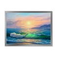 thumbnail image 1 of Designart 'Blue Waves Breaking At The Beach Landscape V' Nautical & Coastal Framed Art Print, 1 of 4