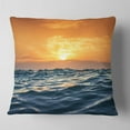 thumbnail image 1 of Designart Blue Waves Dancing at Yellow Sunset - Beach Photo Throw Pillow - 16x16, 1 of 4