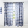 thumbnail image 1 of Designart 'Blue Waves Retro Pattern' Mid-Century Modern Curtain Panel, 1 of 5