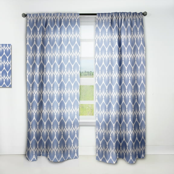 Designart 'Blue Waves Retro Pattern' Mid-Century Modern Curtain Panel