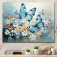 thumbnail image 1 of Designart "Blue White Butterfly Euphony" Animals Canvas Art Print, 1 of 5