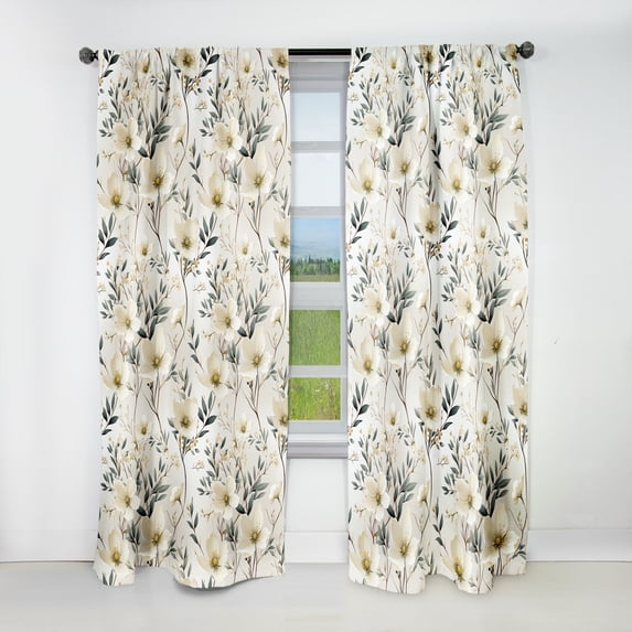 Designart "Blue White Daffodil Unity" Floral Blackout Curtain Single Panel