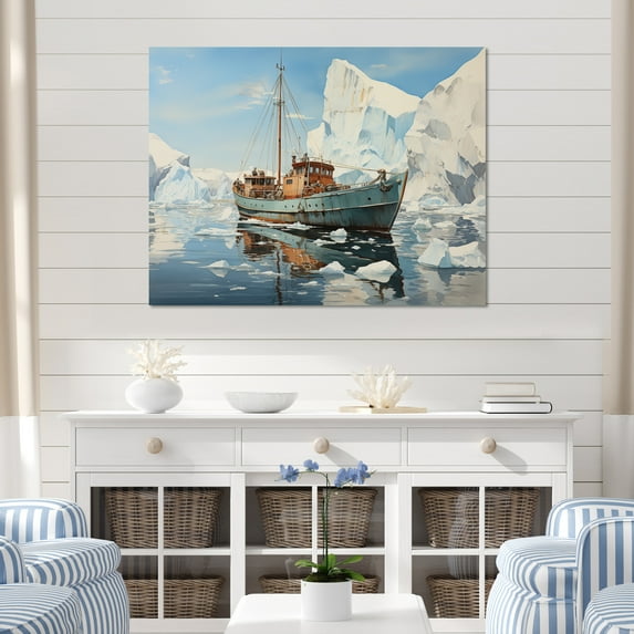 Designart "Blue White Iceberg Frozen Wonder" Iceberg Wall Art Print