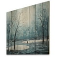 thumbnail image 1 of Designart "Blue White Modern Scandinavian Winter Painting VI" Landscapes Print on Natural Pine Wood, 1 of 5