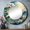 thumbnail image 1 of Designart "Blue White Ocean Rhapsody" Ocean Rund Mirror For Wall Decor - Large Teal Round Print Mirror - Round Coastal Mirror 29" x 29" Inch - Wall Mounted Round Large Mirror, 1 of 5