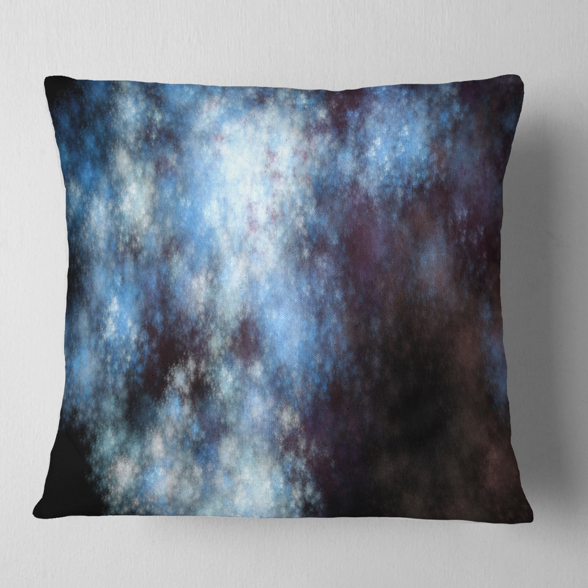 Designart Blue White Starry Fractal Sky - Abstract Throw Pillow - 16x16