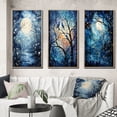 thumbnail image 1 of Designart "Blue White Tree Moonlit form I" Landscape Trees Framed Wall Art Set Of 3 - Blue Trees Frame Canvas Set For Living Room Decor, 1 of 7
