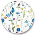 thumbnail image 1 of Designart 'Blue Wildflowers With Leaves I' Traditional Circle Metal Wall Art 23x23 - Disc of 23, 1 of 5